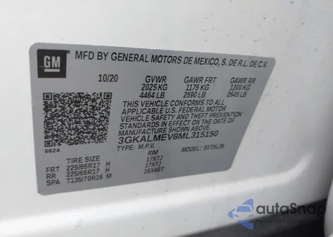 2021 GMC Terrain Fwd Sle из США, поврежденный, VIN 3GKALMEV8ML315150